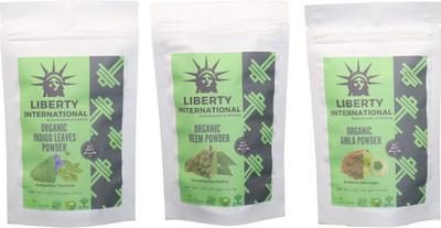 

LIBERTY INTERNATIONAL Indigo & Neem & Amla Powder ( 114 Gm Each ) For Face , Hair & Skin Care Certified C18(Set of 3)