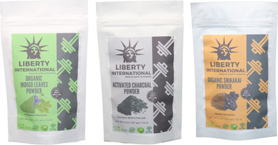

LIBERTY INTERNATIONAL Indigo & Charcoal & Shikakai Powder ( 227 Gm Each ) For Face , Hair & Skin Care Certified C18(Set of 3)