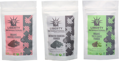 

LIBERTY INTERNATIONAL Hibiscus & Charcoal & Tulsi Powder ( 227 Gm Each ) For Face , Hair & Skin Care Certified C18(Set of 3)