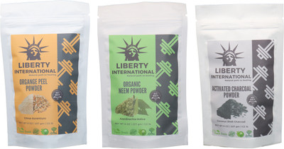 

LIBERTY INTERNATIONAL Orange & Neem & Charcoal Powder ( 227 Gm Each ) For Face , Hair & Skin Care Certified C18(Set of 3)