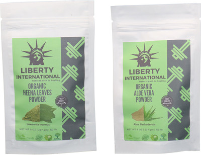 

LIBERTY INTERNATIONAL Heena & Aloevera Powder ( 227 Gm Each ) For Face , Hair & Skin Care Certified C18(Set of 2)