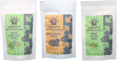

LIBERTY INTERNATIONAL Indigo & Shikakai & Aloevera Powder ( 227 Gm Each ) For Face , Hair & Skin Care Certified C18(Set of 3)