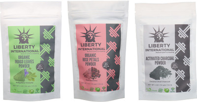 

LIBERTY INTERNATIONAL Indigo & Rose & Charcoal Powder ( 114 Gm Each ) For Face , Hair & Skin Care Certified C18(Set of 3)