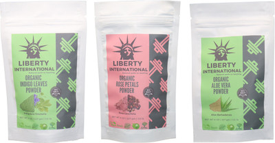 

LIBERTY INTERNATIONAL Indigo & Rose & Aloevera Powder ( 227 Gm Each ) For Face , Hair & Skin Care Certified C18(Set of 3)