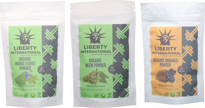 

LIBERTY INTERNATIONAL Indigo & Neem & Shikakai Powder ( 227 Gm Each ) For Face , Hair & Skin Care Certified C18(Set of 3)