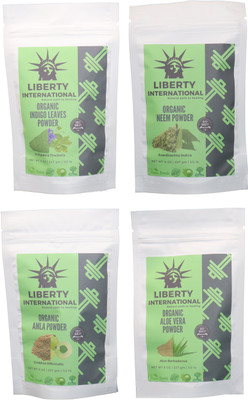 

LIBERTY INTERNATIONAL Indigo & Neem & Amla & Aloevera Powder ( 227 Gm Each ) For Face , Hair & Skin Care Certified C18(Set of 4)
