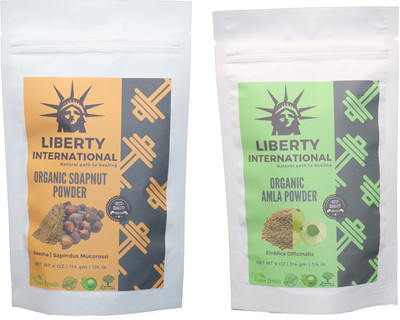 

LIBERTY INTERNATIONAL Soapnut & Amla Powder ( 114 Gm Each ) For Face , Hair & Skin Care Certified C18(Set of 2)