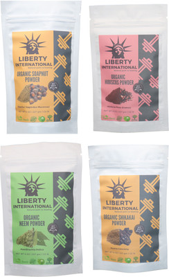 

LIBERTY INTERNATIONAL Soapnut & Hibiscus & Neem & Shikakai Powder ( 227 Gm Each ) For Face , Hair & Skin Care Certified C18(Set of 4)