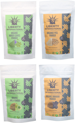 

LIBERTY INTERNATIONAL Indigo & Orange & Amla & Shikakai Powder ( 227 Gm Each ) For Face , Hair & Skin Care Certified C18(Set of 4)