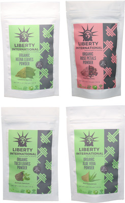 

LIBERTY INTERNATIONAL Heena & Rose & Tulsi & Aloevera Powder ( 114 Gm Each ) For Face , Hair & Skin Care Certified C18(Set of 4)