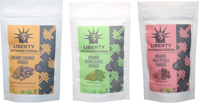 

LIBERTY INTERNATIONAL Soapnut & Heena & Rose Powder ( 114 Gm Each ) For Face , Hair & Skin Care Certified C18(Set of 3)