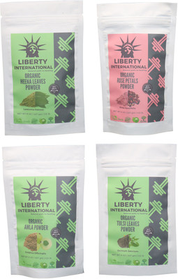 

LIBERTY INTERNATIONAL Heena & Rose & Amla & Tulsi Powder ( 227 Gm Each ) For Face , Hair & Skin Care Certified C18(Set of 4)