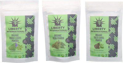 

LIBERTY INTERNATIONAL Indigo & Neem & Tulsi Powder ( 114 Gm Each ) For Face , Hair & Skin Care Certified C18(Set of 3)