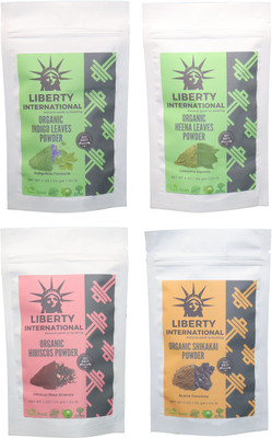

LIBERTY INTERNATIONAL Indigo & Heena & Hibiscus & Shikakai Powder ( 114 Gm Each ) For Face , Hair & Skin Care Certified C18(Set of 4)