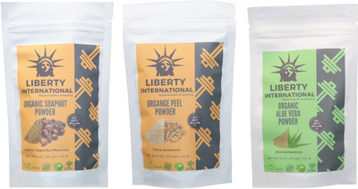

LIBERTY INTERNATIONAL Soapnut & Orange & Aloevera Powder ( 227 Gm Each ) For Face , Hair & Skin Care Certified C18(Set of 3)