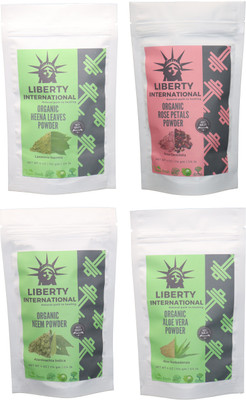 

LIBERTY INTERNATIONAL Heena & Rose & Neem & Aloevera Powder ( 114 Gm Each ) For Face , Hair & Skin Care Certified C18(Set of 4)