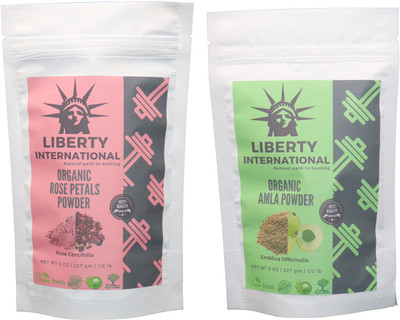 

LIBERTY INTERNATIONAL Rose & Amla Powder ( 227 Gm Each ) For Face , Hair & Skin Care Certified C18(Set of 2)