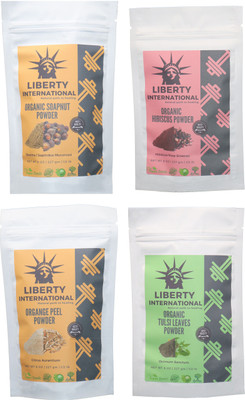 

LIBERTY INTERNATIONAL Soapnut & Hibiscus & Orange & Tulsi Powder ( 227 Gm Each ) For Face , Hair & Skin Care Certified C18(Set of 4)