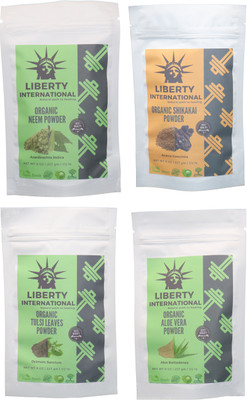 

LIBERTY INTERNATIONAL Neem & Shikakai & Tulsi & Aloevera Powder ( 227 Gm Each ) For Face , Hair & Skin Care Certified C9 912 g(Set of 4)