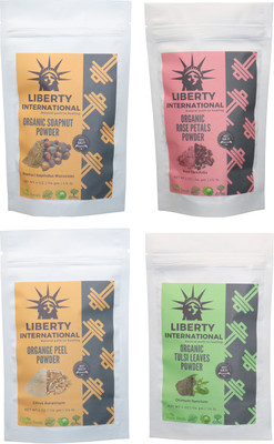 

LIBERTY INTERNATIONAL Soapnut & Rose & Orange & Tulsi Powder ( 114 Gm Each ) For Face , Hair & Skin Care Certified C18(Set of 4)