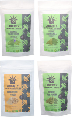 

LIBERTY INTERNATIONAL Indigo & Heena & Orange & Neem Powder ( 114 Gm Each ) For Face , Hair & Skin Care Certified C18(Set of 4)