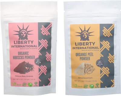 

LIBERTY INTERNATIONAL Hibiscus & Orange Powder ( 114 Gm Each ) For Face , Hair & Skin Care Certified C18(Set of 2)