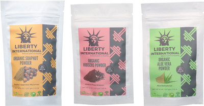 

LIBERTY INTERNATIONAL Soapnut & Hibiscus & Aloevera Powder ( 227 Gm Each ) For Face , Hair & Skin Care Certified C18(Set of 3)