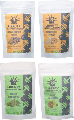 

LIBERTY INTERNATIONAL Soapnut & Orange & Neem & Amla Powder ( 227 Gm Each ) For Face , Hair & Skin Care Certified C18(Set of 4)
