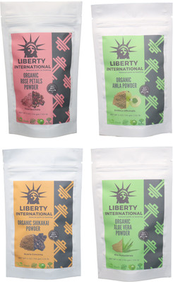 

LIBERTY INTERNATIONAL Rose & Amla & Shikakai & Aloevera Powder ( 114 Gm Each ) For Face , Hair & Skin Care Certified C18(Set of 4)