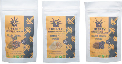 

LIBERTY INTERNATIONAL Soapnut & Orange & Shikakai Powder ( 114 Gm Each ) For Face , Hair & Skin Care Certified C18(Set of 3)