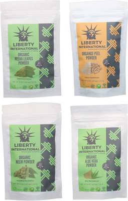

LIBERTY INTERNATIONAL Heena & Orange & Neem & Aloevera Powder ( 227 Gm Each ) For Face , Hair & Skin Care Certified C18(Set of 4)