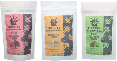 

LIBERTY INTERNATIONAL Rose & Orange & Tulsi Powder ( 114 Gm Each ) For Face , Hair & Skin Care Certified C18(Set of 3)