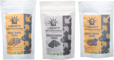 

LIBERTY INTERNATIONAL Soapnut & Charcoal & Shikakai Powder ( 227 Gm Each ) For Face , Hair & Skin Care Certified C18(Set of 3)