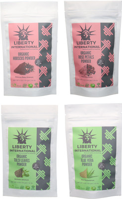 

LIBERTY INTERNATIONAL Hibiscus & Rose & Tulsi & Aloevera Powder ( 114 Gm Each ) For Face , Hair & Skin Care Certified C18(Set of 4)