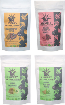 

LIBERTY INTERNATIONAL Soapnut & Rose & Amla & Aloevera Powder ( 114 Gm Each ) For Face , Hair & Skin Care Certified C18(Set of 4)