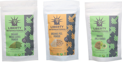 

LIBERTY INTERNATIONAL Heena & Orange & Amla Powder ( 227 Gm Each ) For Face , Hair & Skin Care Certified C18(Set of 3)