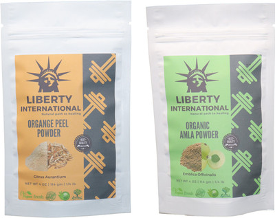 

LIBERTY INTERNATIONAL Orange & Amla Powder ( 114 Gm Each ) For Face , Hair & Skin Care Certified C18(Set of 2)