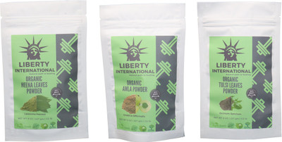 

LIBERTY INTERNATIONAL Heena & Amla & Tulsi Powder ( 227 Gm Each ) For Face , Hair & Skin Care Certified C18(Set of 3)