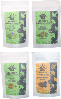 

LIBERTY INTERNATIONAL Indigo & Neem & Amla & Shikakai Powder ( 227 Gm Each ) For Face , Hair & Skin Care Certified C18(Set of 4)