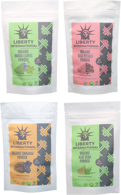 

LIBERTY INTERNATIONAL Indigo & Rose & Shikakai & Aloevera Powder ( 227 Gm Each ) For Face , Hair & Skin Care Certified C18(Set of 4)