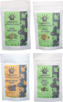 

LIBERTY INTERNATIONAL Neem & Amla & Shikakai & Tulsi Powder ( 227 Gm Each ) For Face , Hair & Skin Care Certified C18(Set of 4)