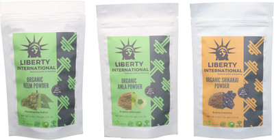 

LIBERTY INTERNATIONAL Neem & Amla & Shikakai Powder ( 114 Gm Each ) For Face , Hair & Skin Care Certified C18(Set of 3)