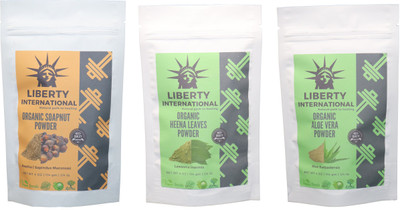 

LIBERTY INTERNATIONAL Soapnut & Heena & Aloevera Powder ( 114 Gm Each ) For Face , Hair & Skin Care Certified C18(Set of 3)