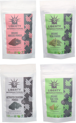 

LIBERTY INTERNATIONAL Hibiscus & Neem & Charcoal & Aloevera Powder ( 114 Gm Each ) For Face , Hair & Skin Care(Set of 4)