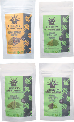 

LIBERTY INTERNATIONAL Soapnut & Heena & Neem & Tulsi Powder ( 227 Gm Each ) For Face , Hair & Skin Care Certified C9 912 g(Set of 4)