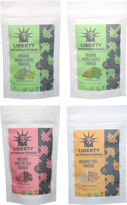 

LIBERTY INTERNATIONAL Indigo & Heena & Rose & Orange Powder ( 114 Gm Each ) For Face , Hair & Skin Care Certified C18(Set of 4)