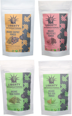 

LIBERTY INTERNATIONAL Soapnut & Rose & Neem & Aloevera Powder ( 114 Gm Each ) For Face , Hair & Skin Care Certified C18(Set of 4)
