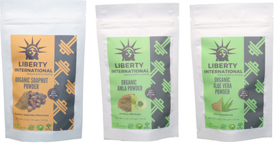 

LIBERTY INTERNATIONAL Soapnut & Amla & Aloevera Powder ( 114 Gm Each ) For Face , Hair & Skin Care Certified C18(Set of 3)