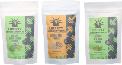 

LIBERTY INTERNATIONAL Indigo & Orange & Aloevera Powder ( 227 Gm Each ) For Face , Hair & Skin Care Certified C18(Set of 3)
