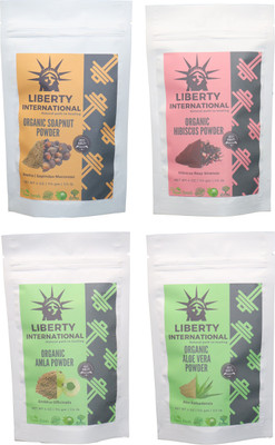 LIBERTY INTERNATIONAL Soapnut & Hibiscus & Amla & Aloevera Powder ( 114 Gm Each ) For Face , Hair & Skin Care Certified C18(Set of 4)